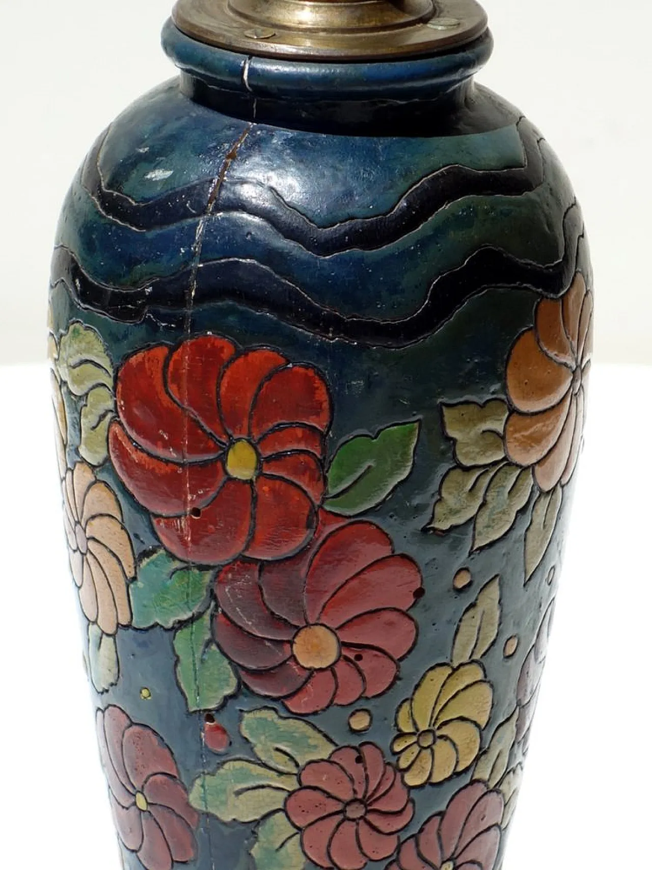 Lampada da tavolo Liberty in legno , anni '30 3