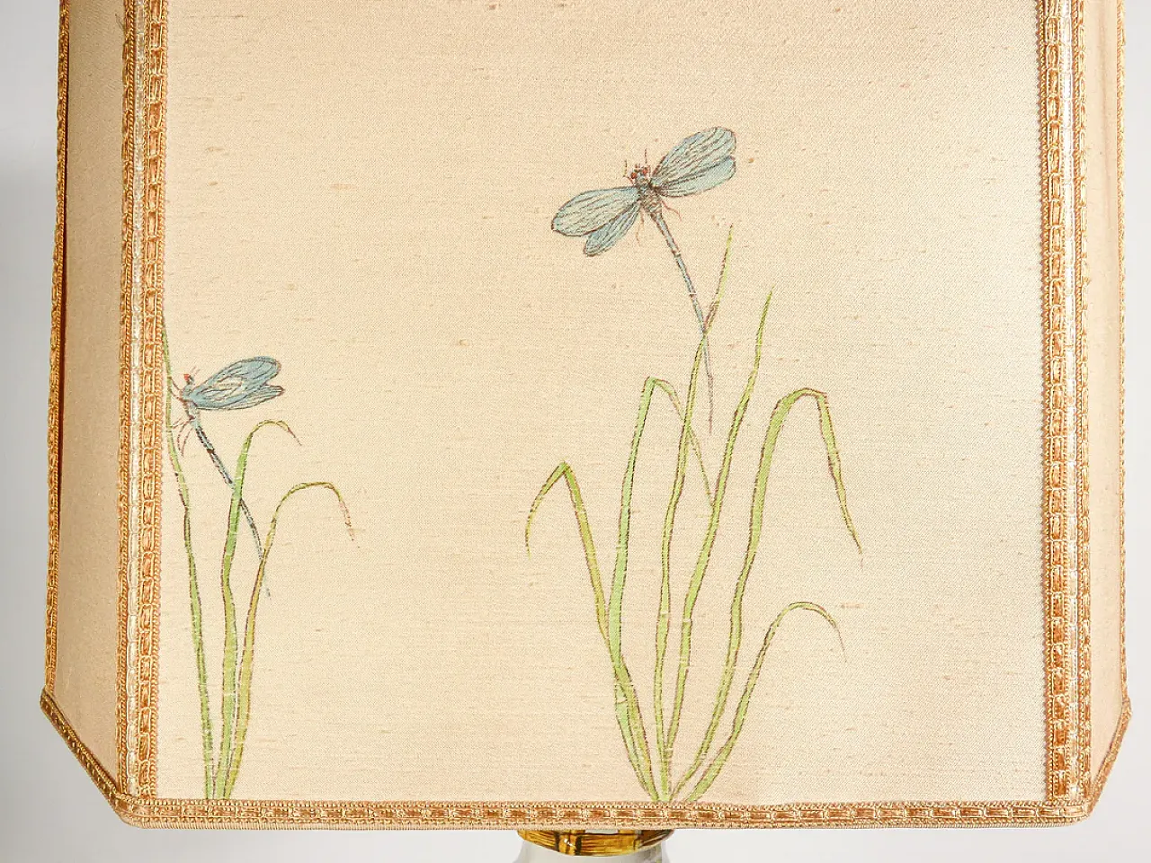 Lampada abat jour in ceramica e tessuto di Costa, fine '900 4