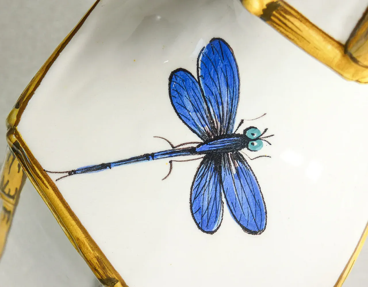 Lampada abat jour in ceramica e tessuto di Costa, fine '900 9