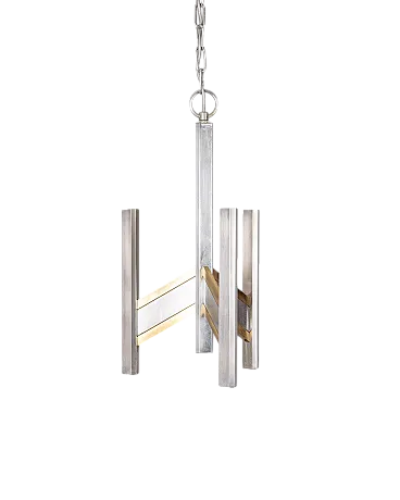 Lampadario in metallo cromato di G. Sciolari per Sciolari, anni '70