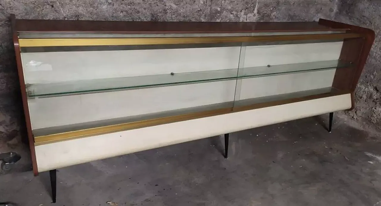 Wood and glass pharmacy display counter, 20th century 3