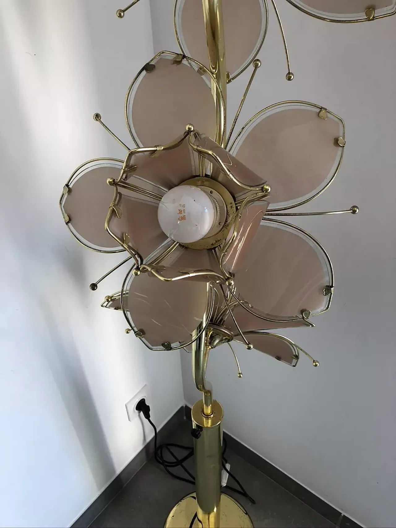 Lampada da terra a forma di fiore di loto, anni '70 2