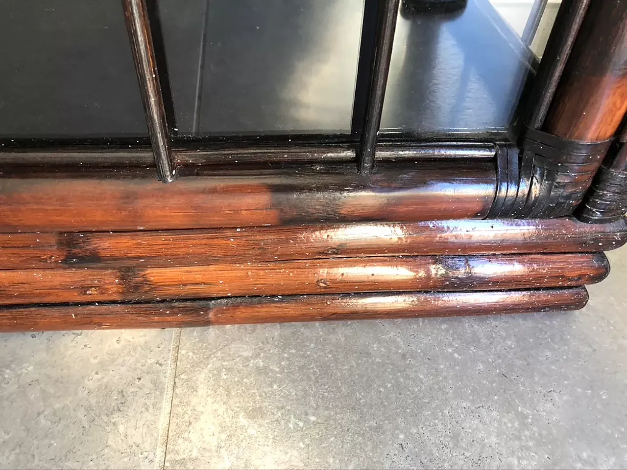 Bamboo and glass showcase, 20th century 5