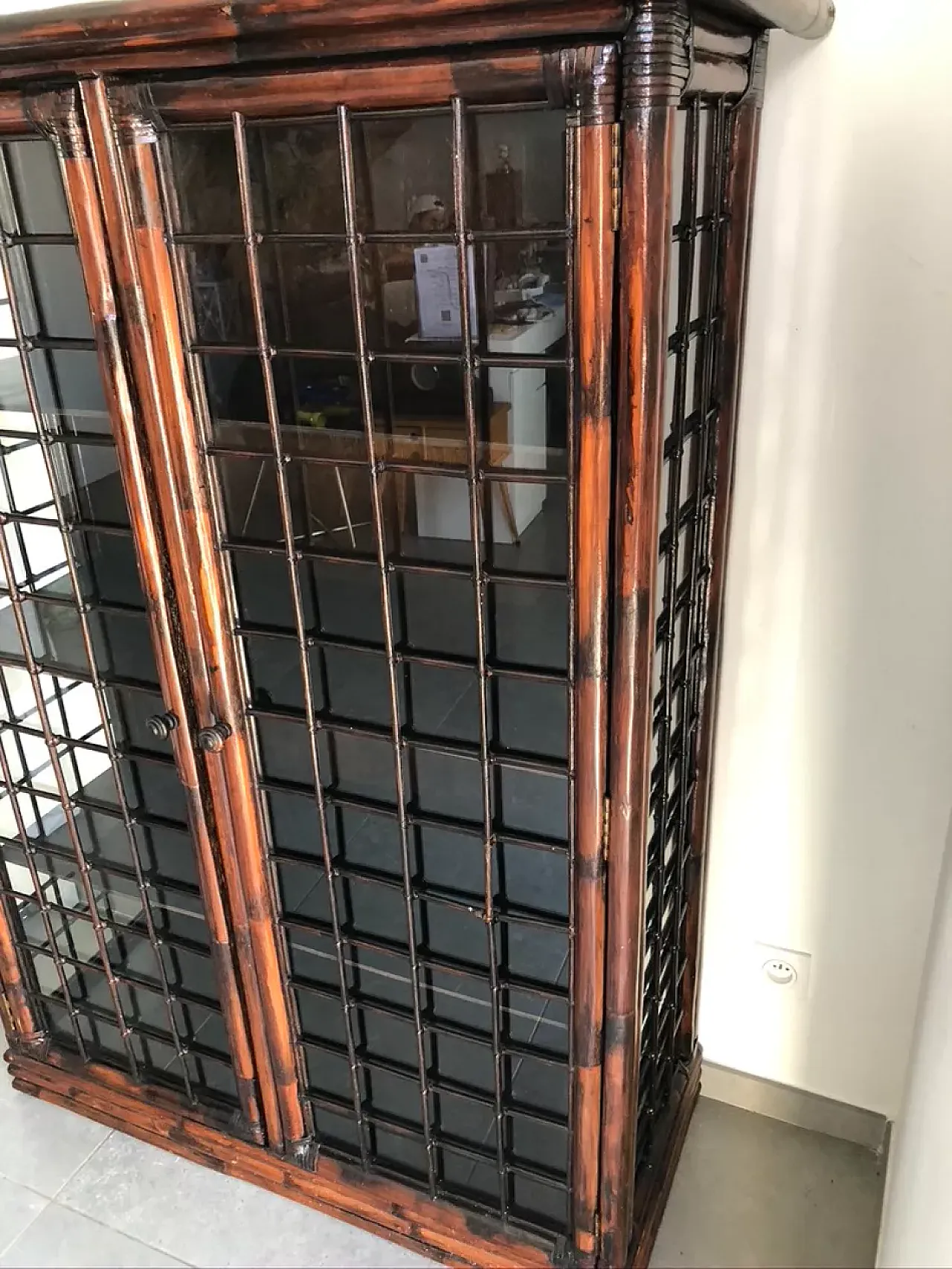 Bamboo and glass showcase, 20th century 11