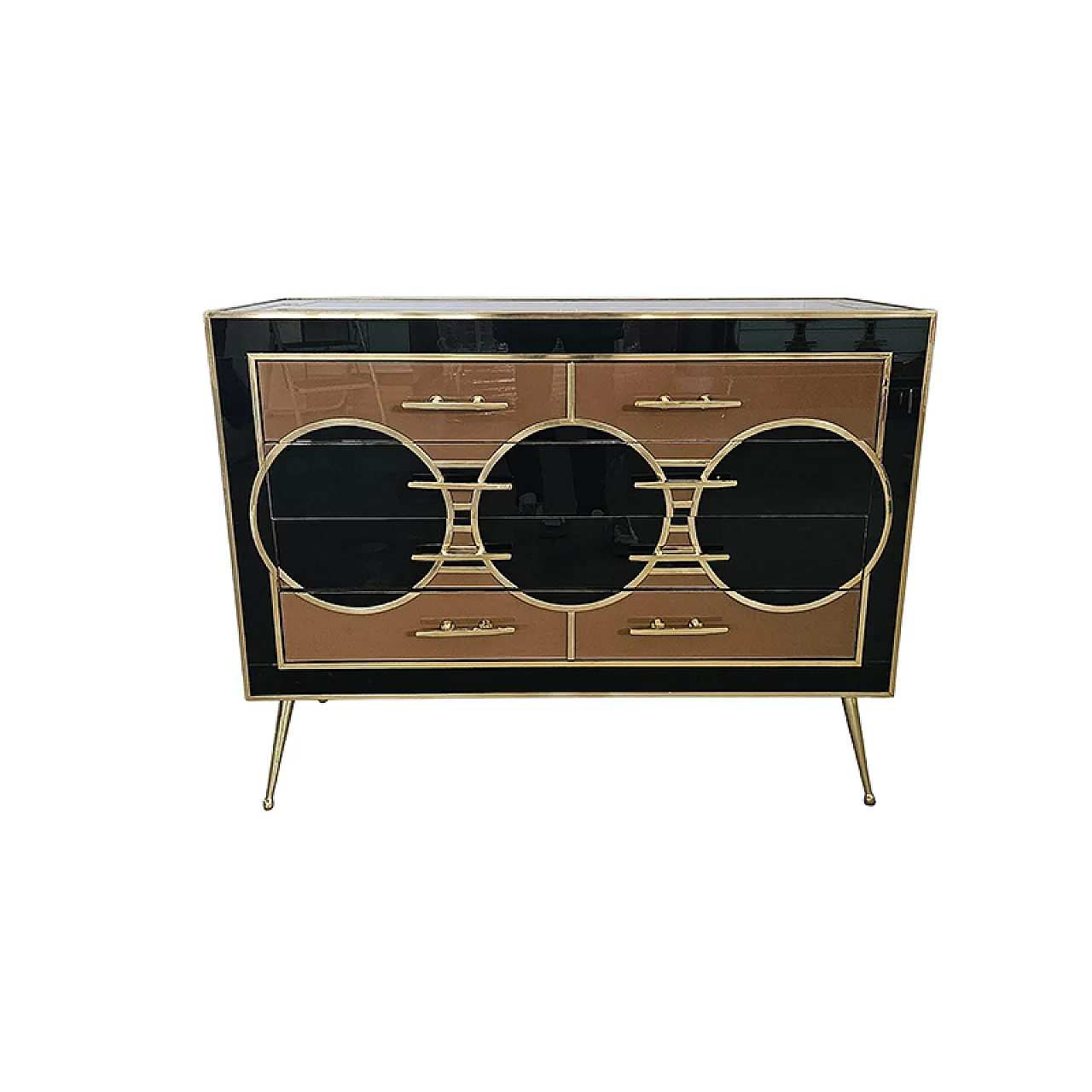 Comò in vetro con quattro cassetti, anni '90 2