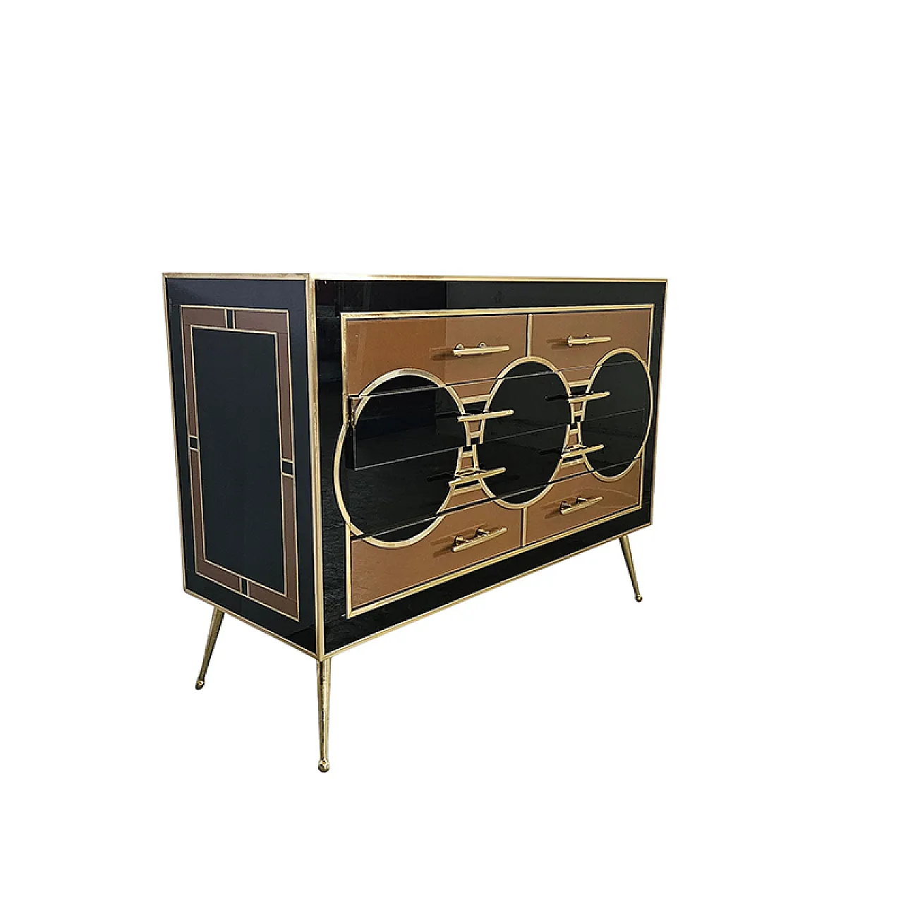 Comò in vetro con quattro cassetti, anni '90 4