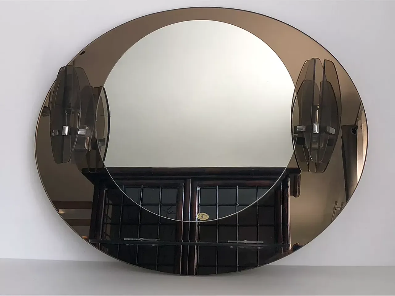 Specchio Lupi Cristal Luxor con 2 applique integrate e mensola, '900 3