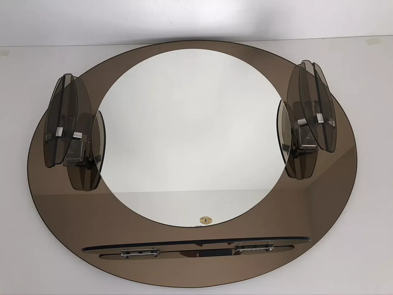 Specchio Lupi Cristal Luxor con 2 applique integrate e mensola, '900 4