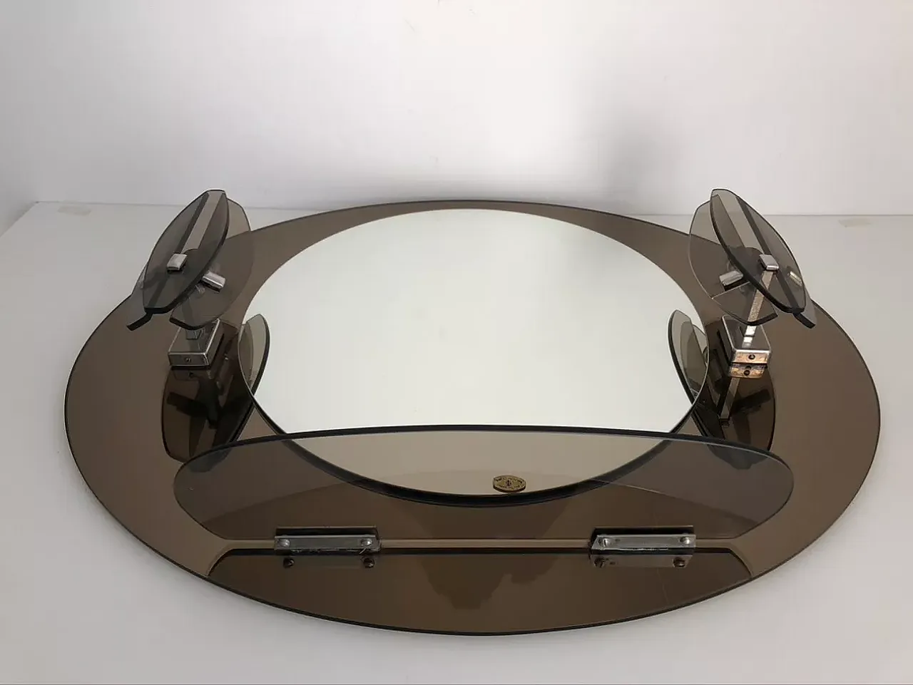 Specchio Lupi Cristal Luxor con 2 applique integrate e mensola, '900 6