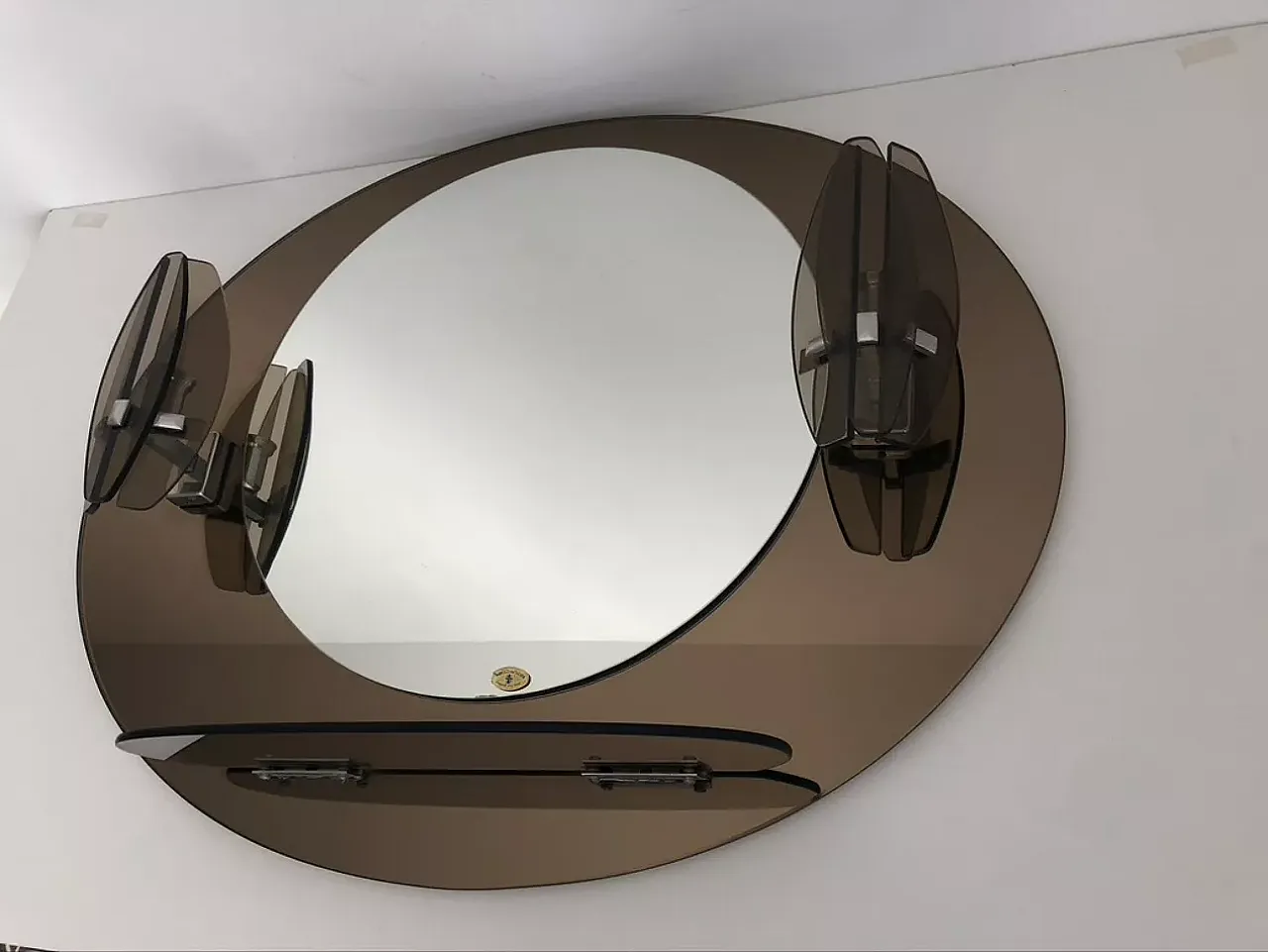 Specchio Lupi Cristal Luxor con 2 applique integrate e mensola, '900 7