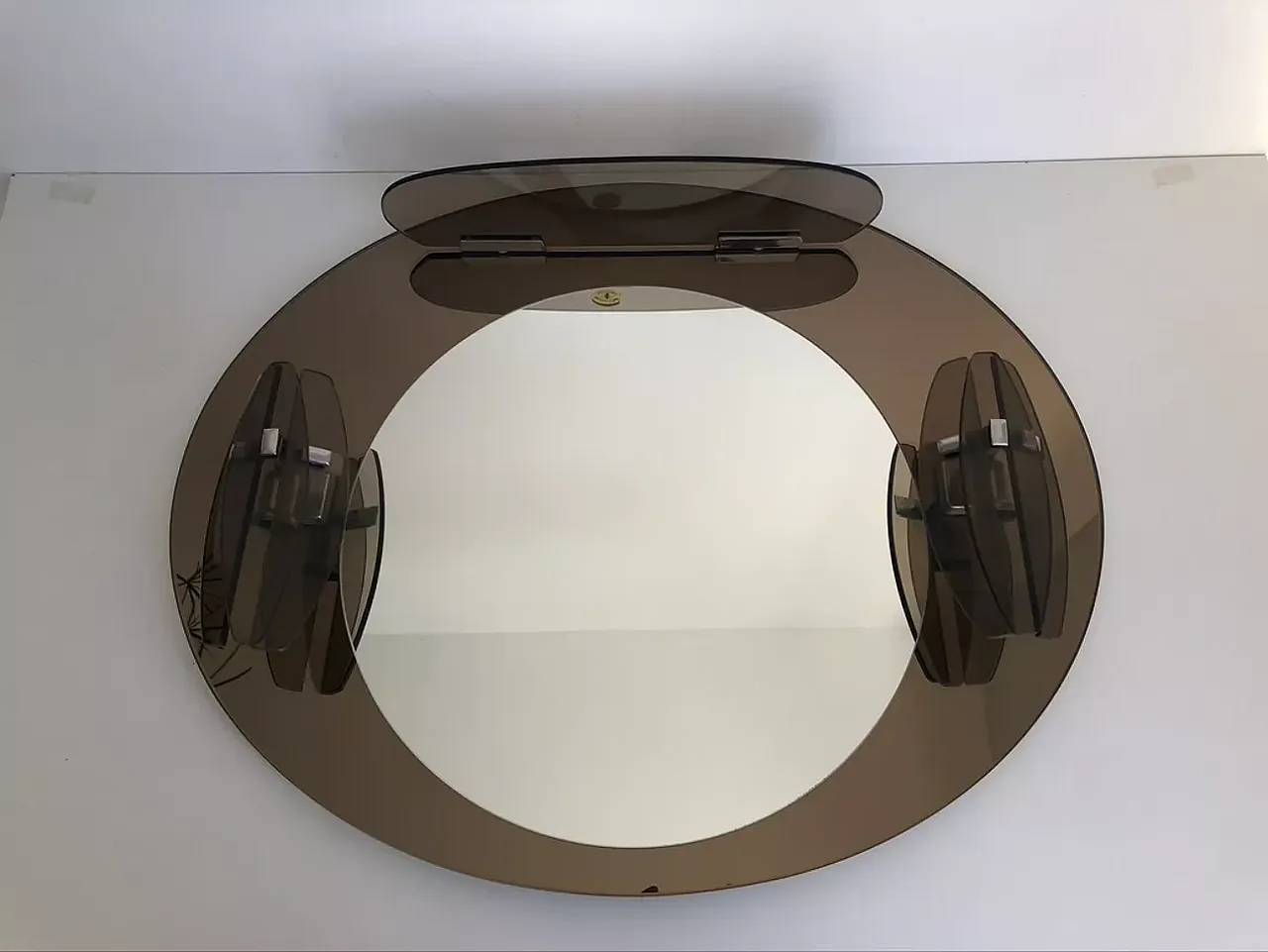 Specchio Lupi Cristal Luxor con 2 applique integrate e mensola, '900 15