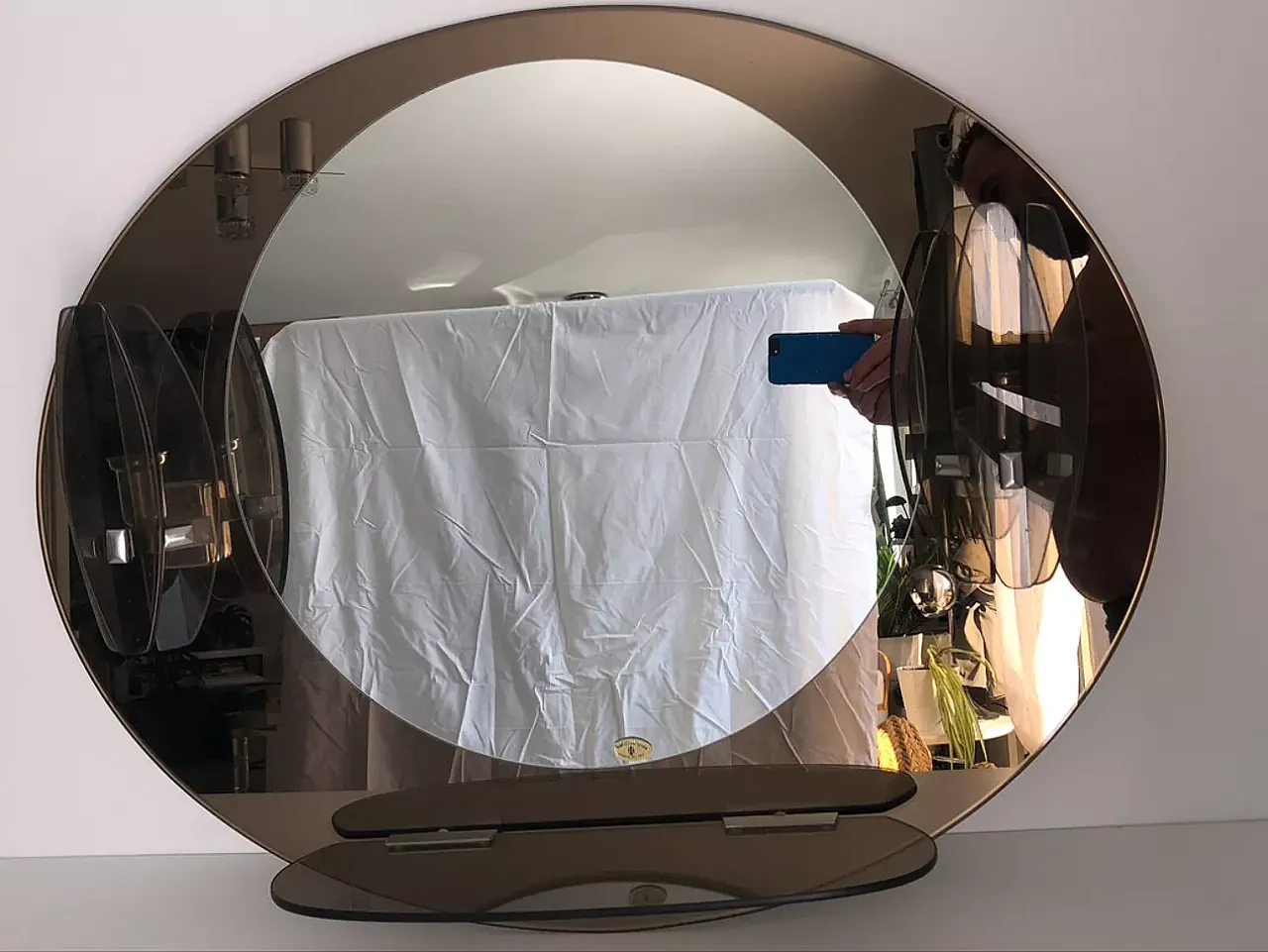 Specchio Lupi Cristal Luxor con 2 applique integrate e mensola, '900 20