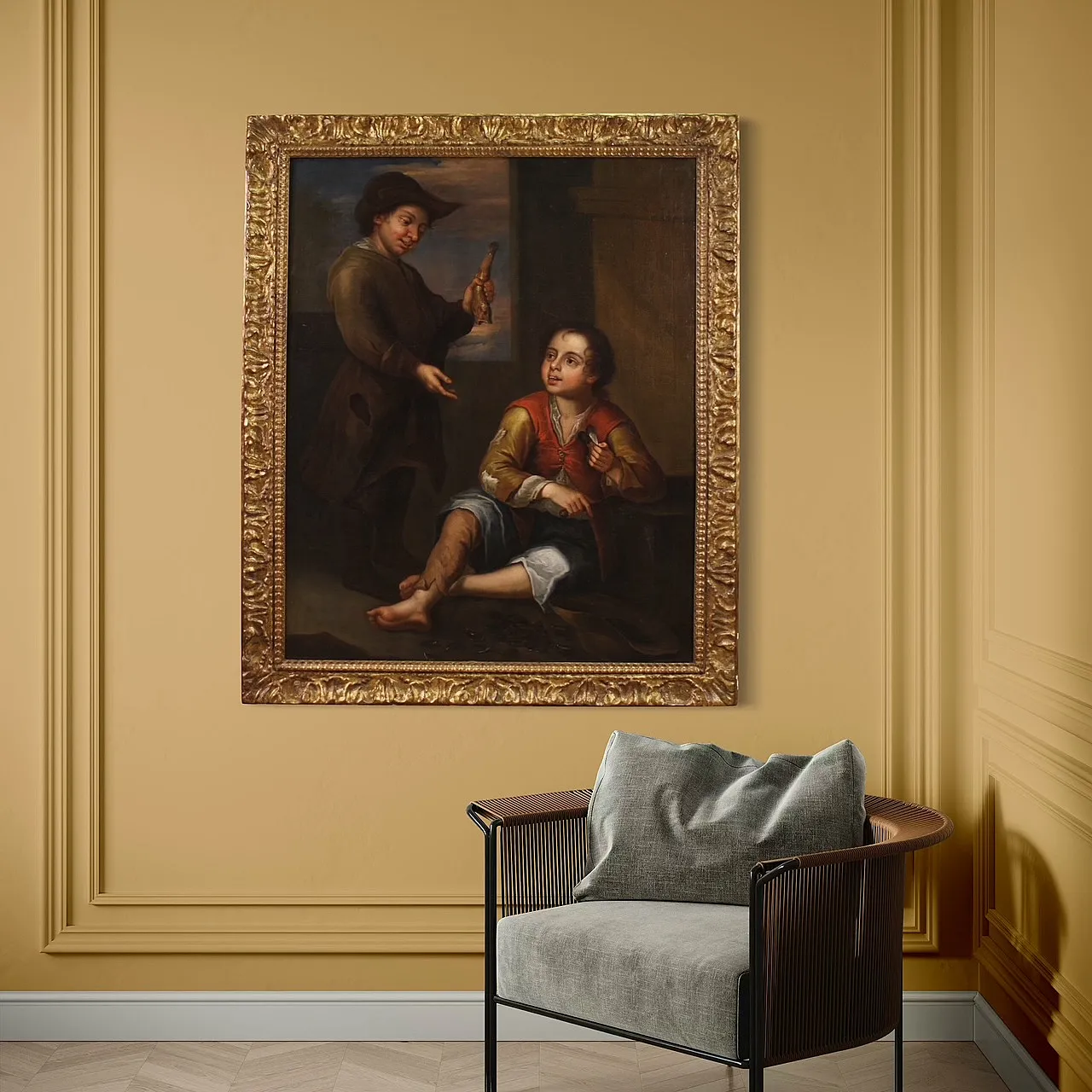 Grande dipinto spagnolo con scena di genere, '700 4