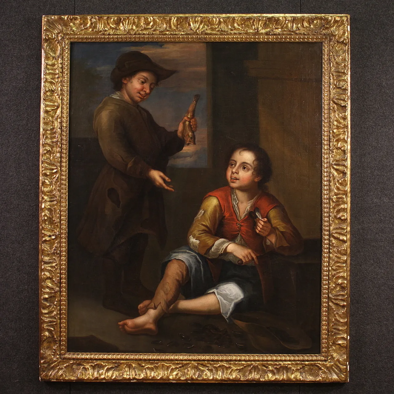 Grande dipinto spagnolo con scena di genere, '700 9