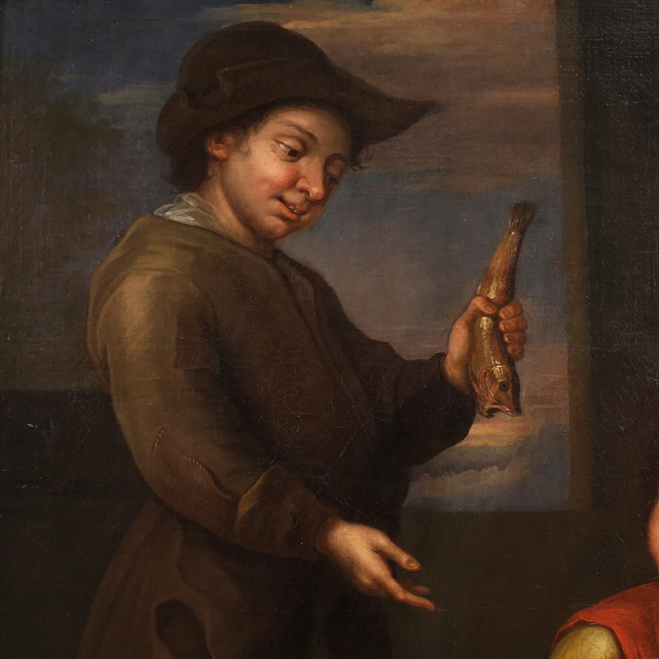 Grande dipinto spagnolo con scena di genere, '700 12