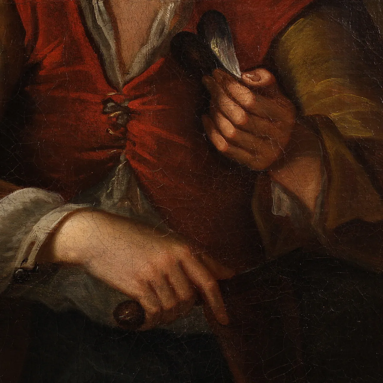 Grande dipinto spagnolo con scena di genere, '700 15