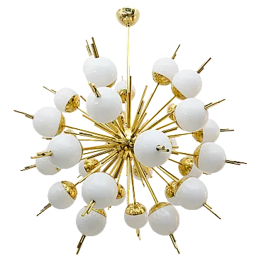 Lampadario Sputnik in vetro di Murano e ottone, anni 2000