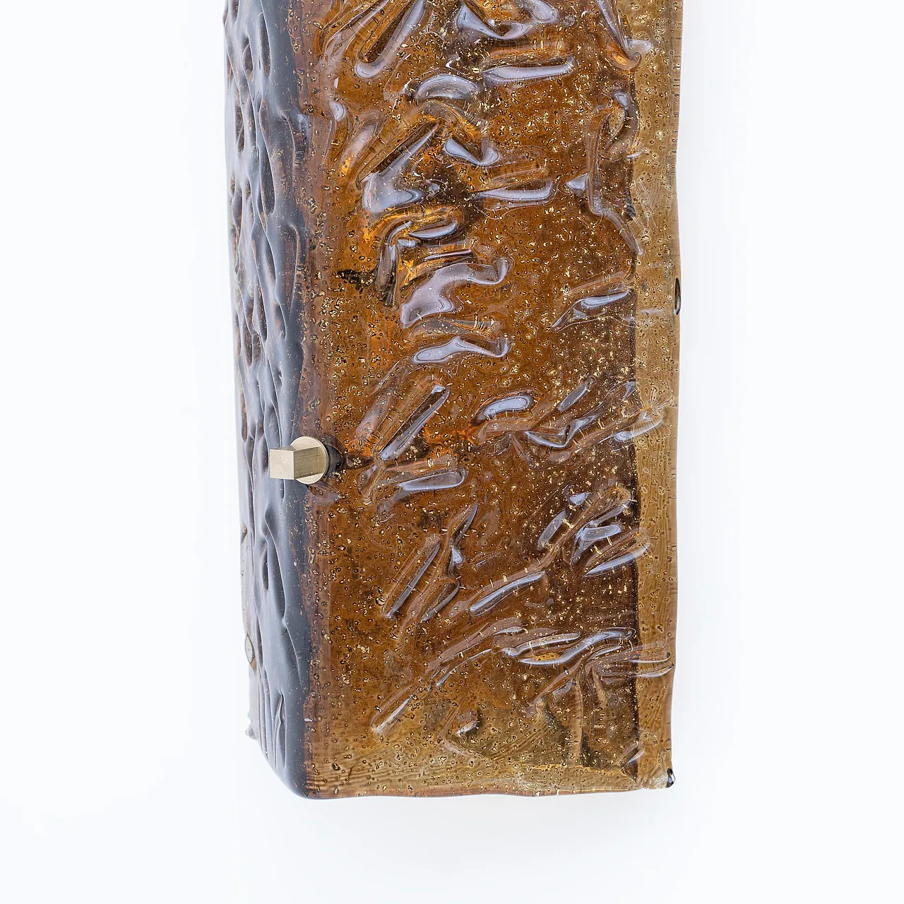 Coppia di lampade in vetro di Murano ambrato e ottone, anni 2000 6