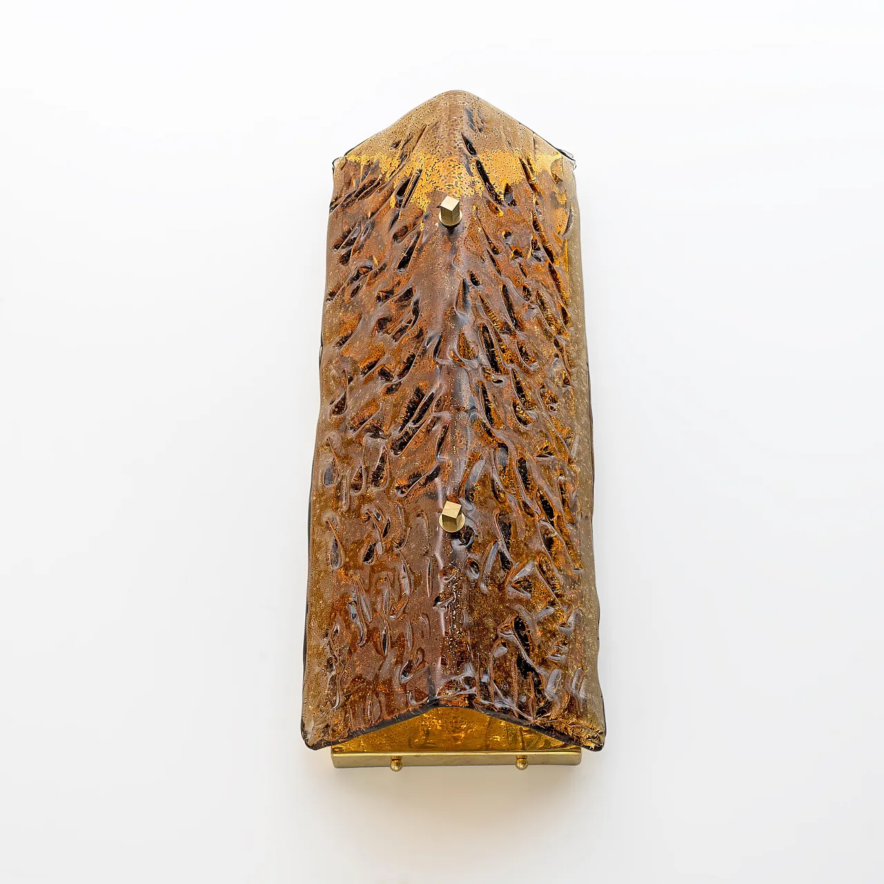 Coppia di lampade in vetro di Murano ambrato e ottone, anni 2000 9