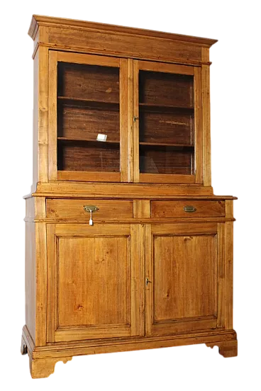Antica credenza doppio corpo toscana pioppo massello XIX sec . restaur