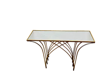 Brass vintage rectangular console table, 1980s