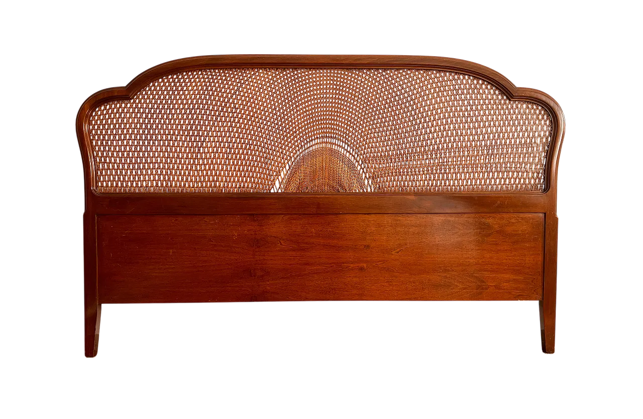 Testiera letto matrimoniale in legno e paglia di Vienna, '900 11