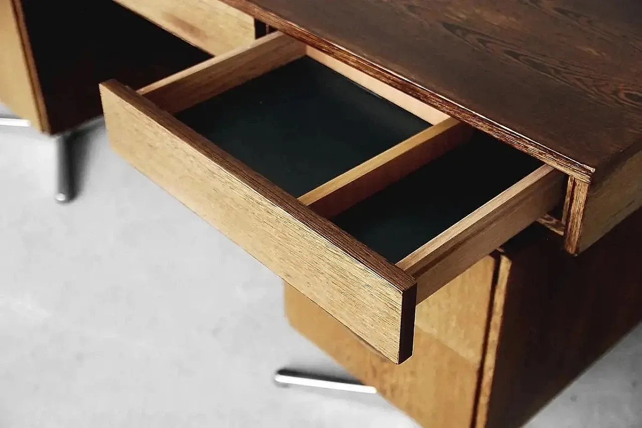 German Brutalist center desk by HR with drawers, 1960s 5