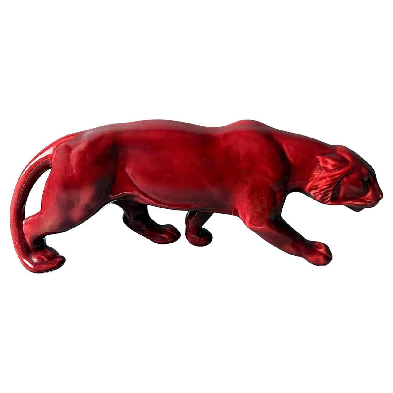 Panther in Saint Clément Deco style in glazed ceramic, 1930s 1
