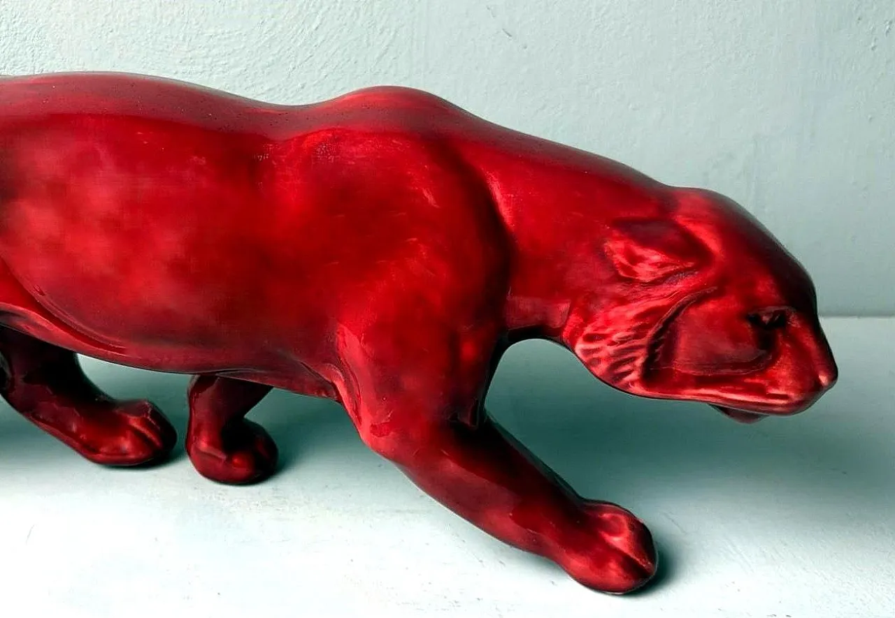 Panther in Saint Clément Deco style in glazed ceramic, 1930s 10