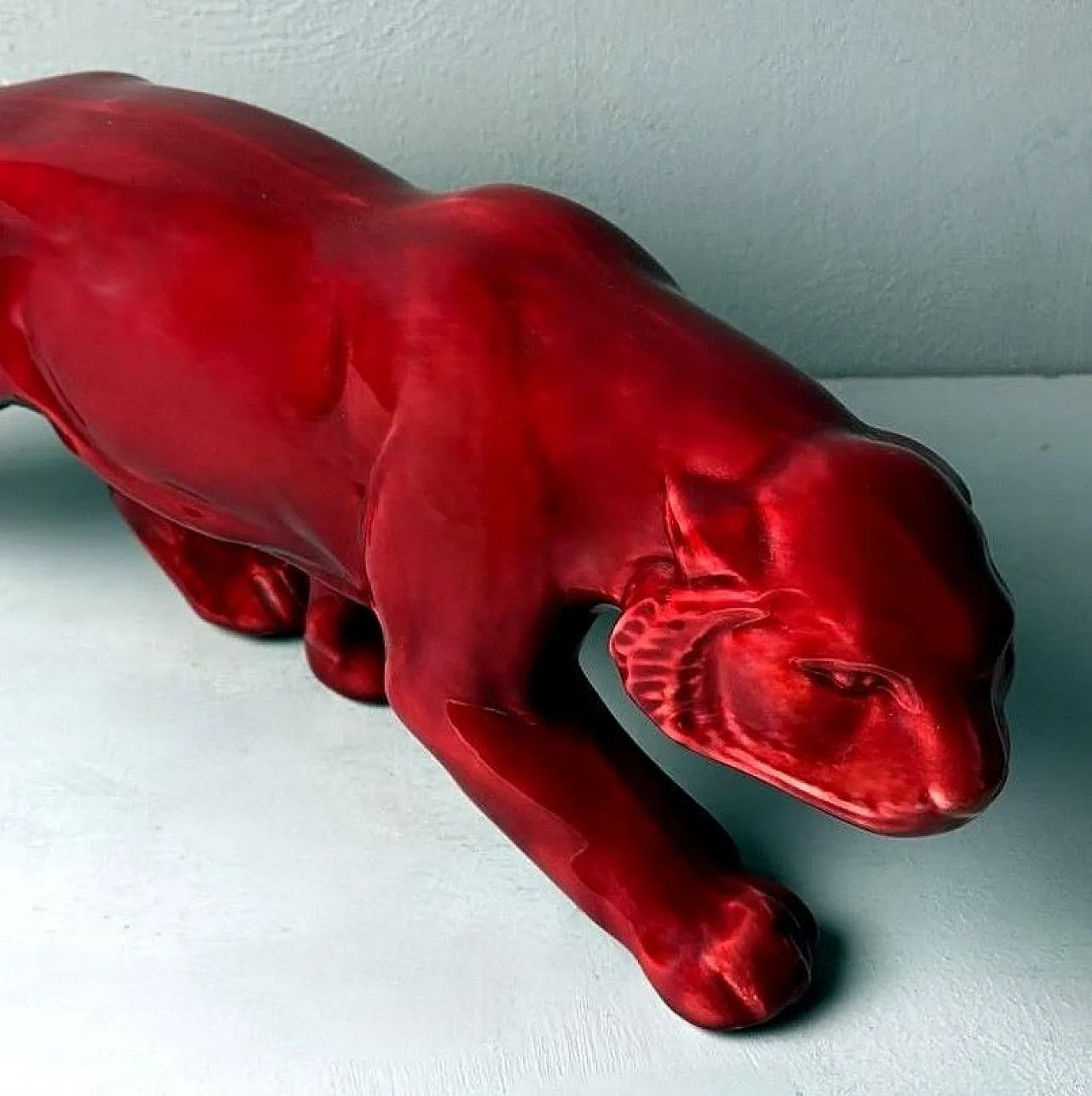 Panther in Saint Clément Deco style in glazed ceramic, 1930s 11