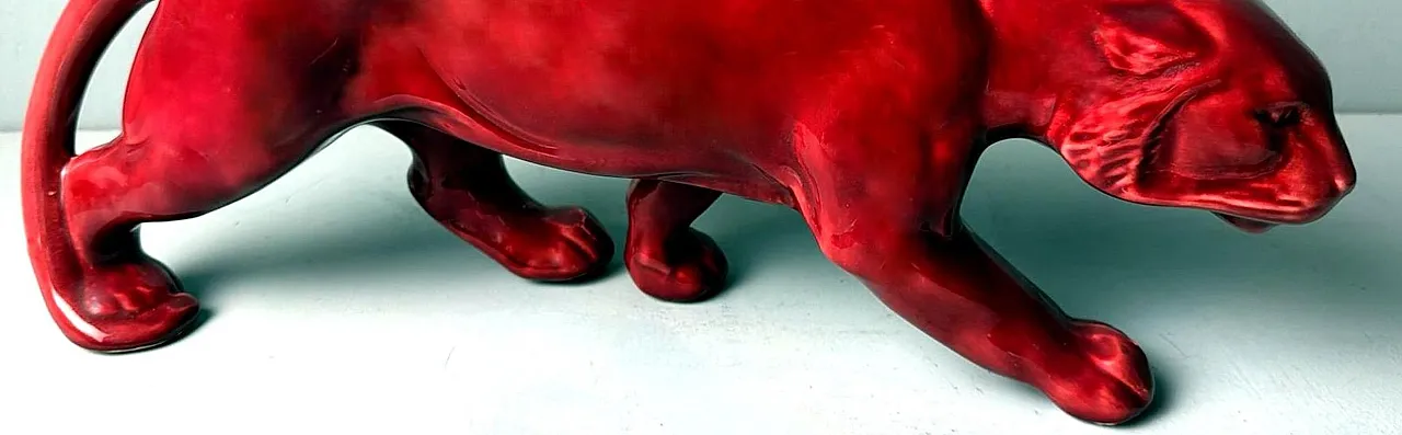 Panther in Saint Clément Deco style in glazed ceramic, 1930s 12