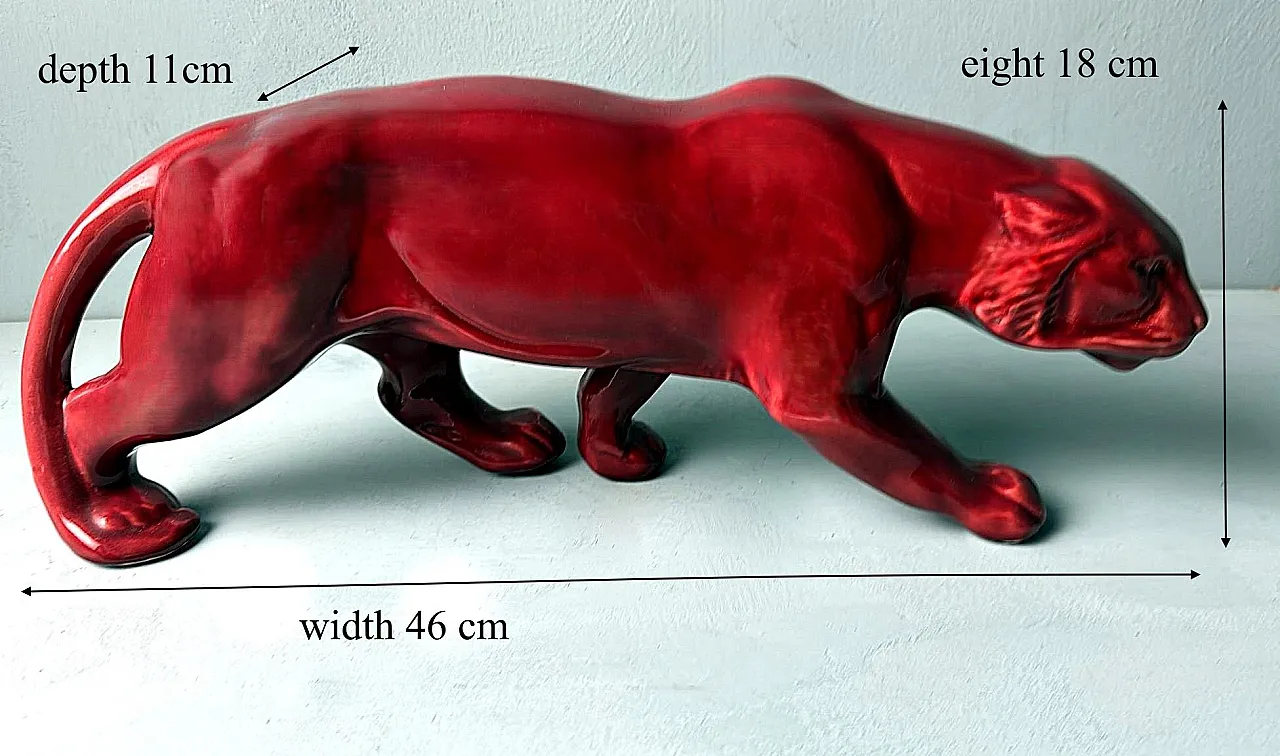 Panther in Saint Clément Deco style in glazed ceramic, 1930s 18