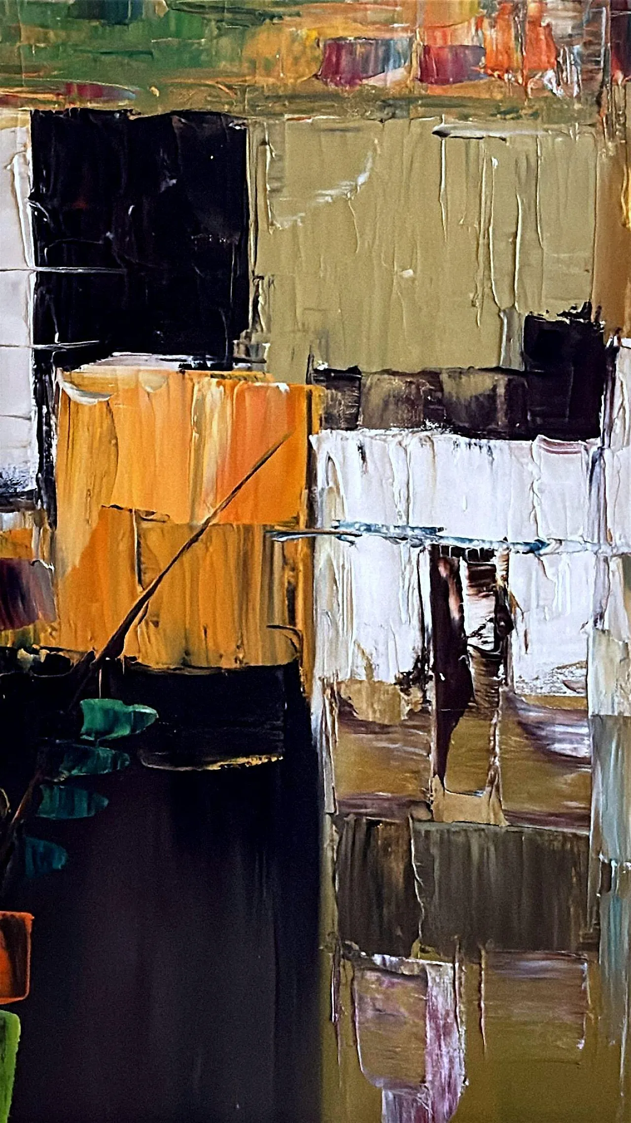 Astrazione geometrica, olio su tela con cornice in legno, anni '80 12