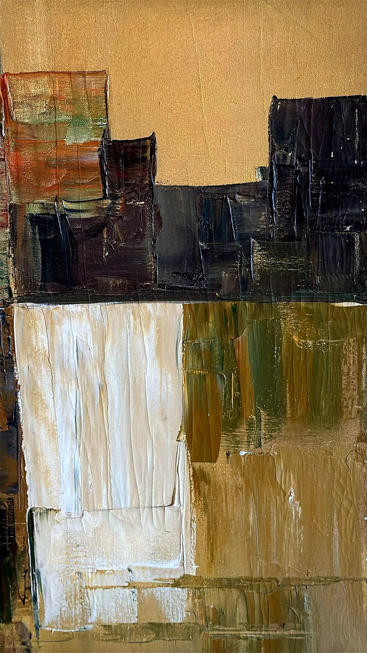 Astrazione geometrica, olio su tela con cornice in legno, anni '80 13