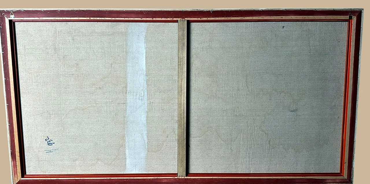 Astrazione geometrica, olio su tela con cornice in legno, anni '80 19