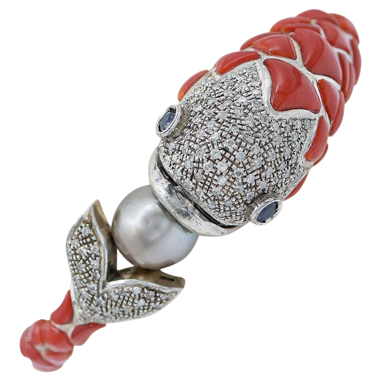 Bracelet with coral, sapphires, diamonds, pearls, pink gold, 1950s 9
