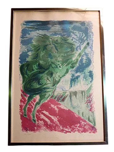 Cavalli di Aligi Sassu, acquatinta, anni '60