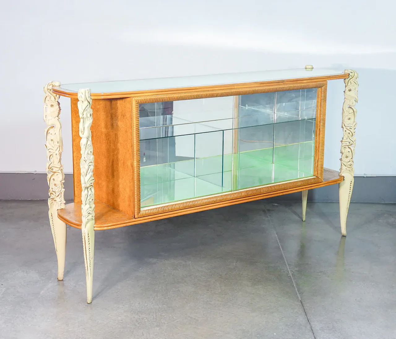 Credenza in legno e vetro, anni '40 1