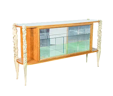 Credenza in legno e vetro, anni '40
