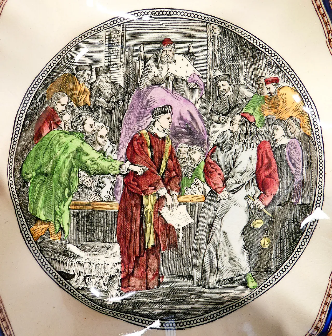 Piatto da parete raffigurante il Mercante di Venezia, anni '80 2