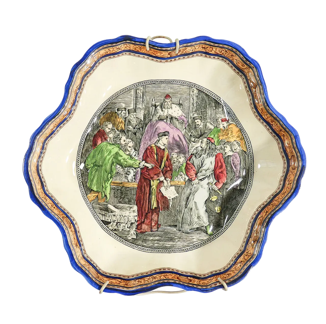 Piatto da parete raffigurante il Mercante di Venezia, anni '80 7