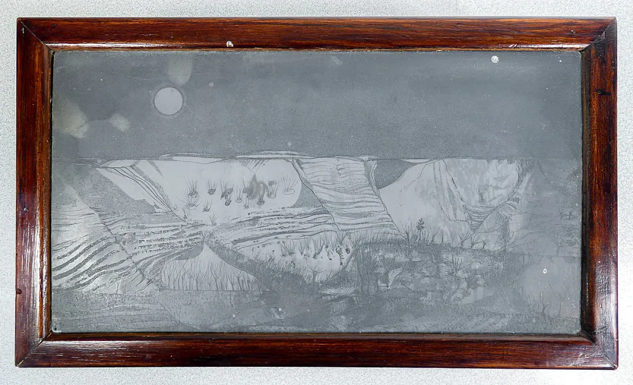 Scatola in legno con lastra litografica, anni '70 3