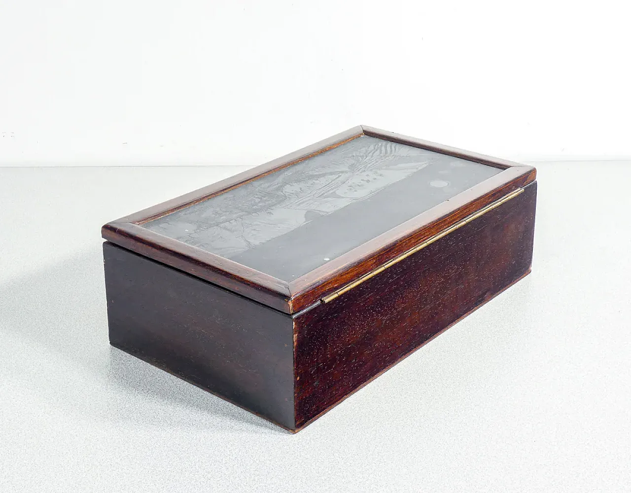 Scatola in legno con lastra litografica, anni '70 10