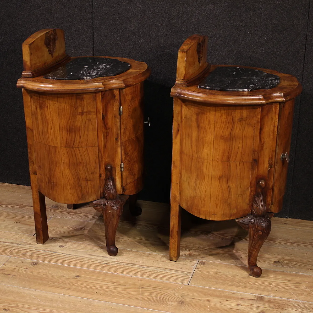 Pair of Italian bedside tables with marble top, 20th century 11