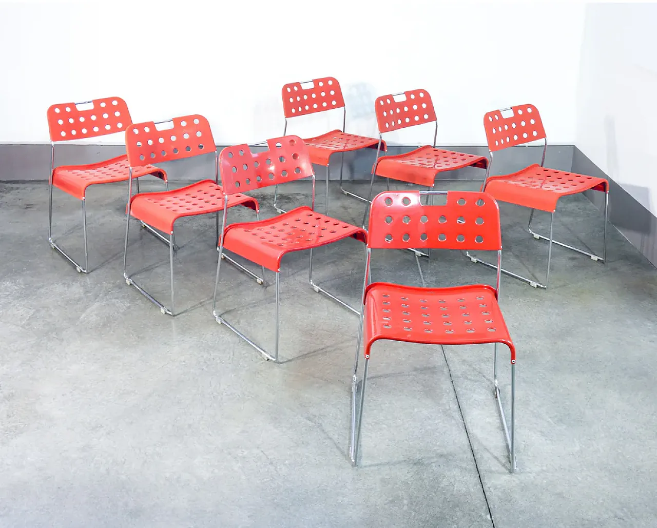 7 Omstak plastic and metal chairs, 1970s 1