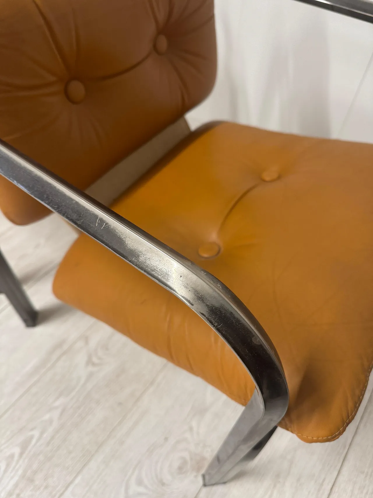 4 Leather armchairs, 1970s 12