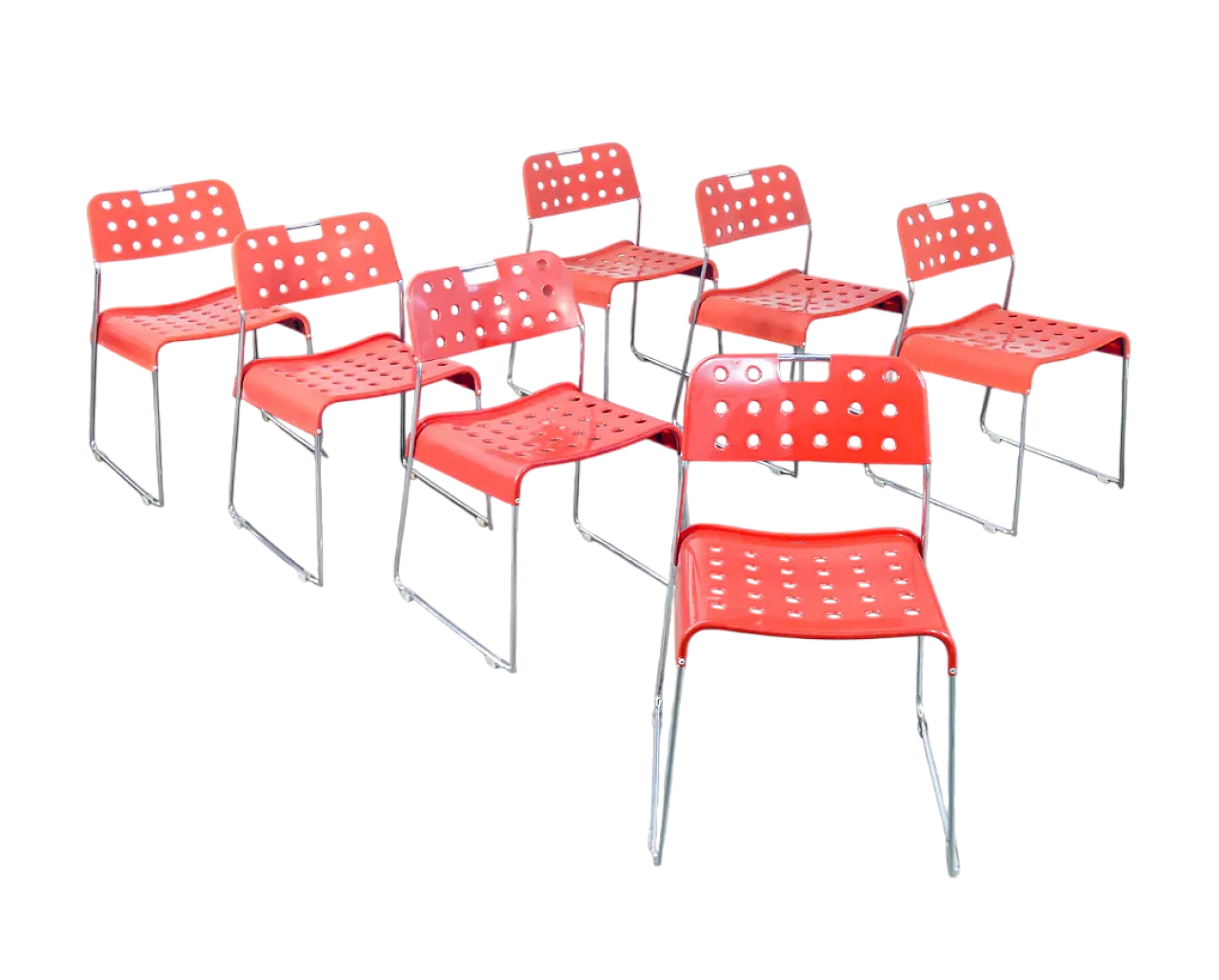 7 Omstak plastic and metal chairs, 1970s 16