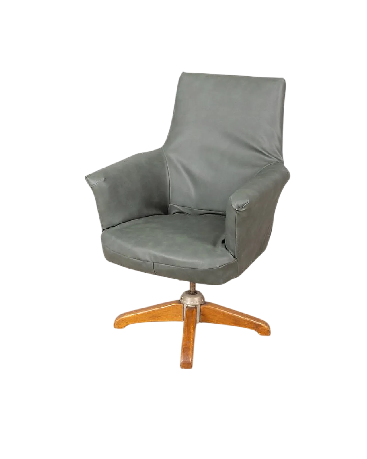 Poltrona girevole in pelle di Anonima Castelli per Castelli, anni '50 11