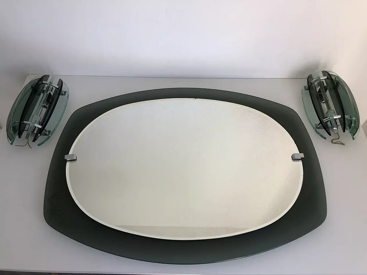 Pair of wall lamps with mirror by Veca, 1970s 2