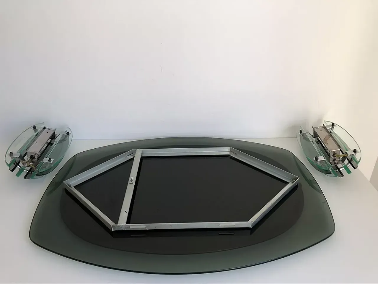 Pair of wall lamps with mirror by Veca, 1970s 3